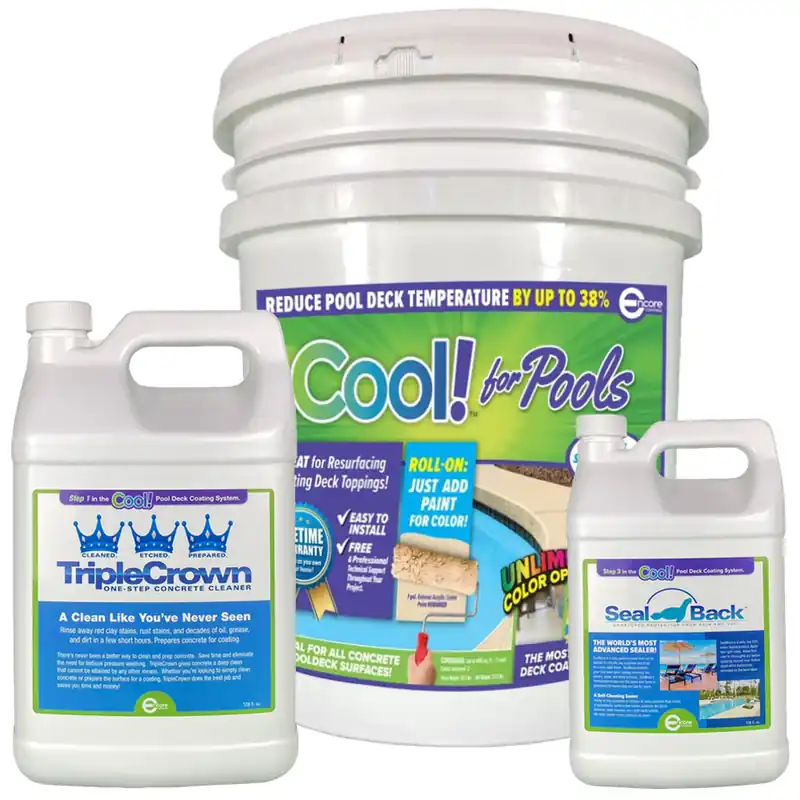 Final Sale Encore Cool Pool Concrete Deck Composite Coating Bundle - Covers 200 Sq Ft