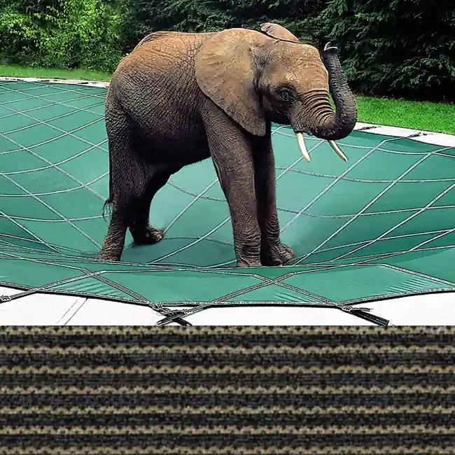 Markdown Loop-Loc - 16 x 38 Tan Mesh Rectangle Safety Cover for Inground Pools