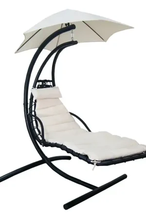 Hanging Lounge with Shade Sunbrella Canopy - Beige Secure Checkout