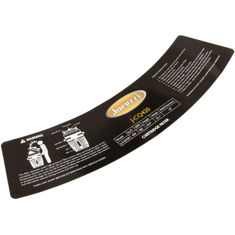 Jacuzzi - Replacement Label for Jacuzzi J-CQ420 Cartridge Filter Luxury