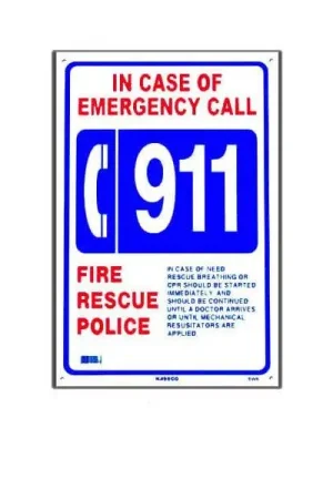 National Stock Sign - Emergency 911 Sign Express Delivery